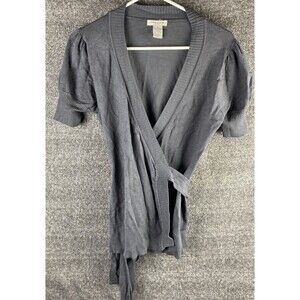 Vertigo Paris Women's Sz M Gray Short Sleeve Wrap Sweater